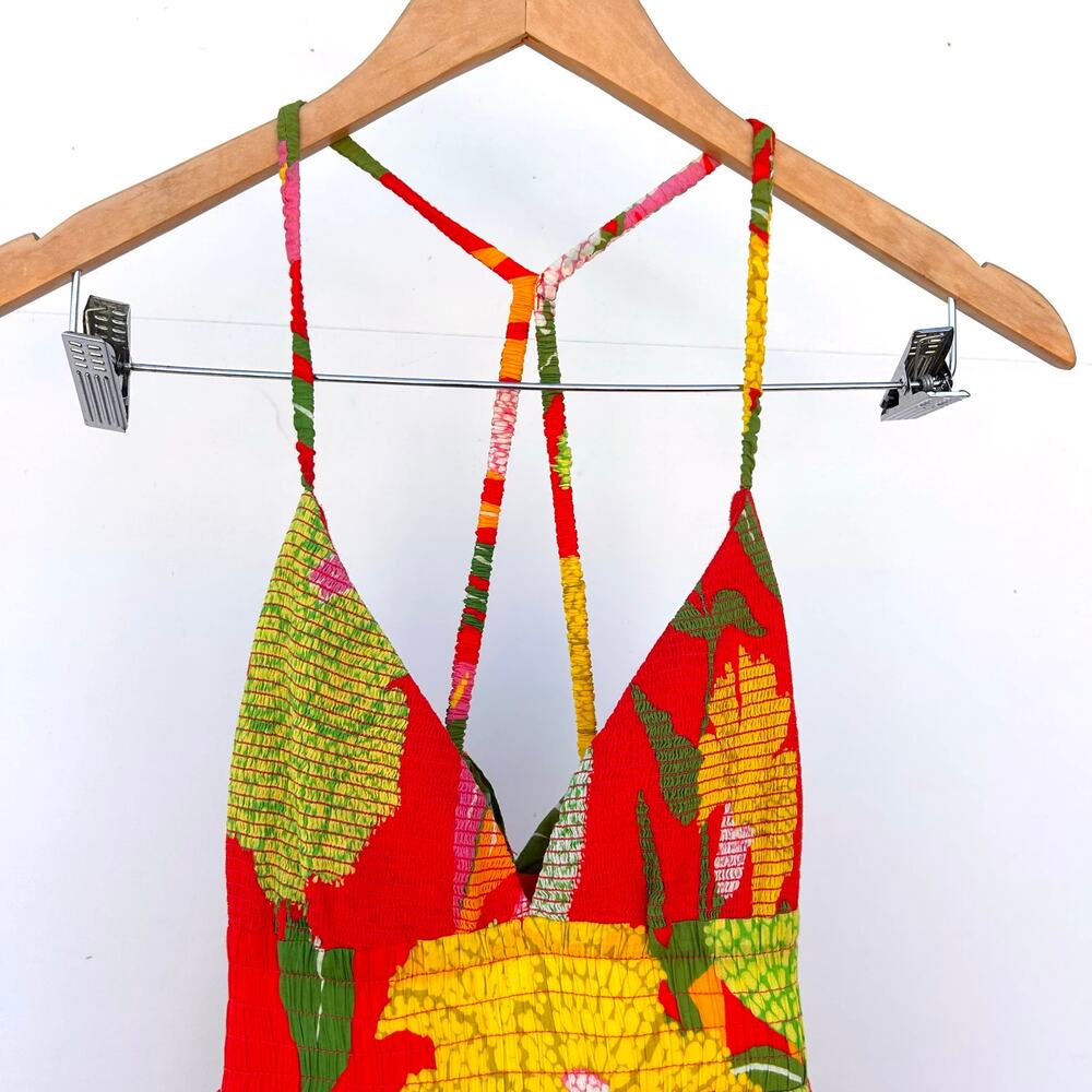 FARM Rio Tropical Neon Parrot Maxi Dress Strappy Colorful XS Bright Vacation - Picture 5 of 9